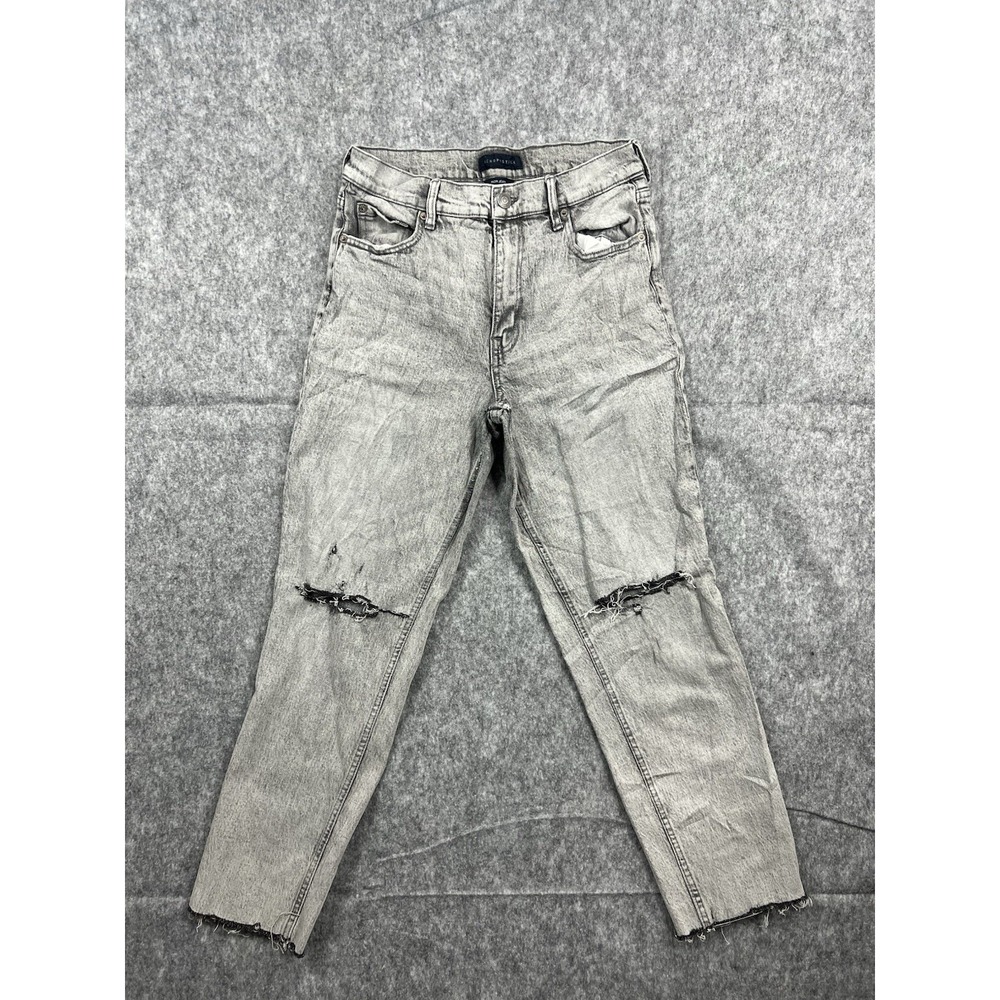 Aeropostale Women's Gray Faded Denim Mom Jean Distressed Casual Size 10 Regular